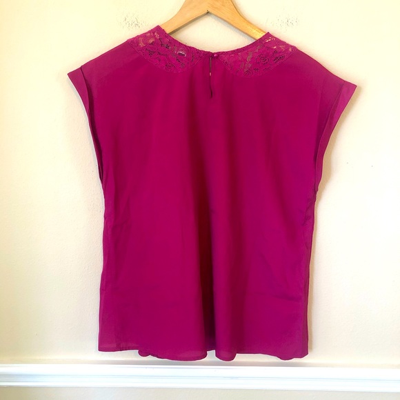 Embroidered Pink Lacy Boho Cottagecore Pleated Blouse - Picture 6 of 8